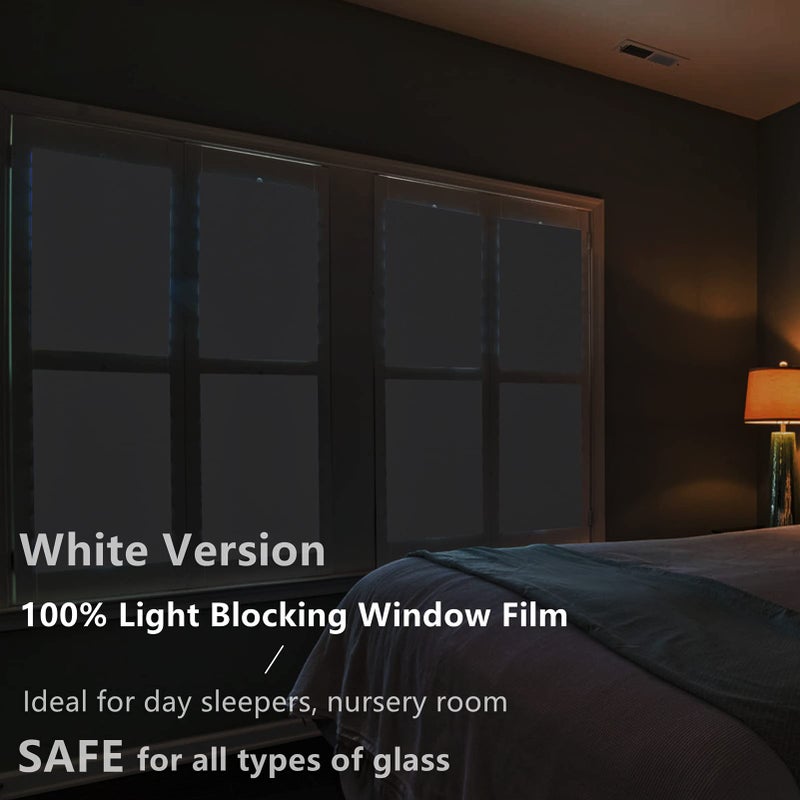 FEOMOS White Total Blackout Window Film, Static Cling Blackout Window Clings, 100% Light Blocking Film, Room Darkening Window Cover for Privacy Day Sleep Sun Blocking 35.4x78.7 inches - Image 2